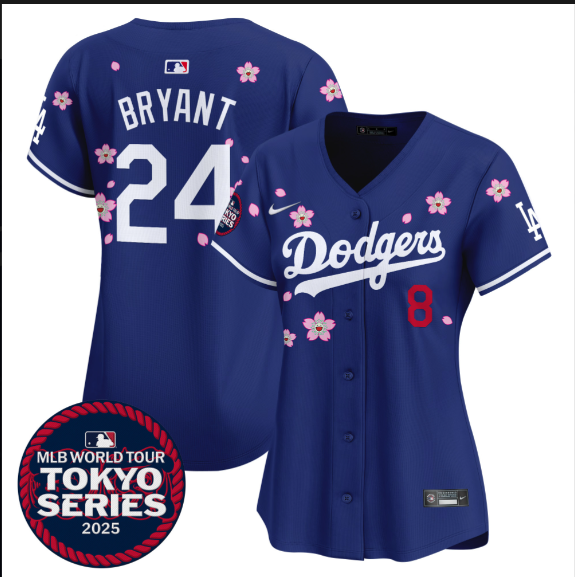 Women Los Angeles Dodgers #24 Bryant Tokyo Series 2025 blue Limited Stitched Jersey->los angeles dodgers->MLB Jersey